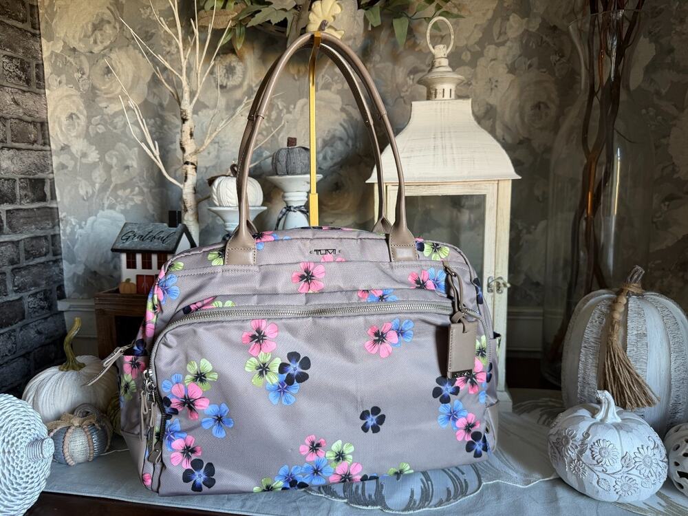 Tumi Multicolor Nylon Floral Printed Pattern Zip-Around Travel Bag
